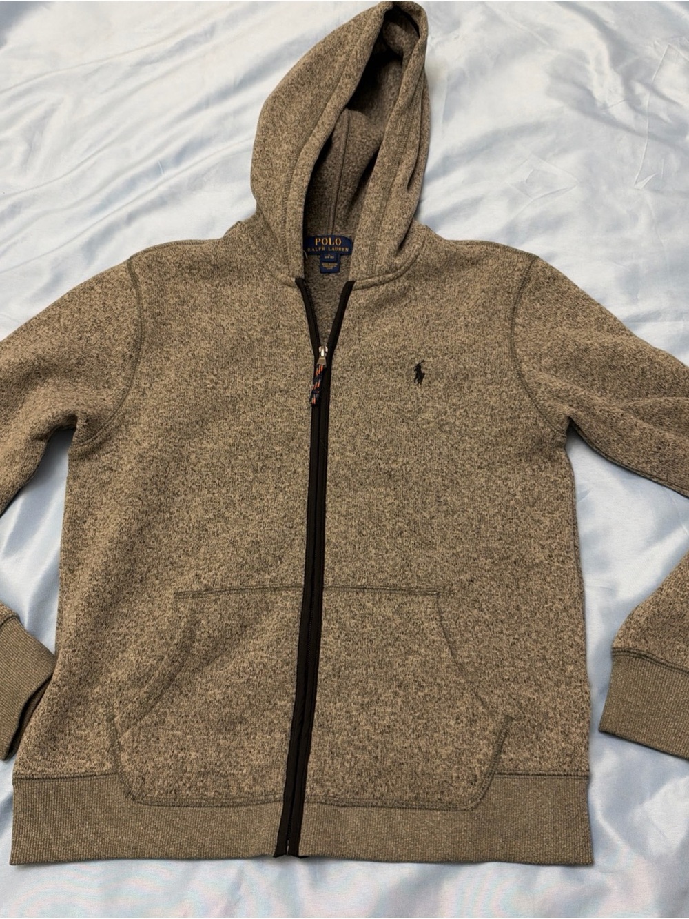 Polo Ralph Lauren Full Zip Hoodie Sweatshirt Pony Logo Gray Youth Large